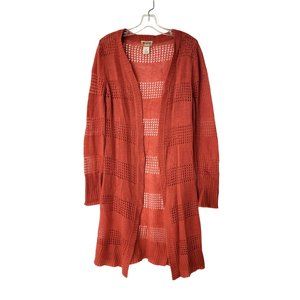 Mudd Long Openwork Orange Cardigan